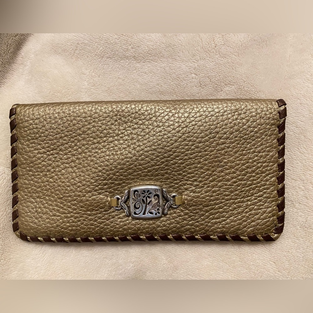 Brighton Sunkissed Checkbook Credit Card Holder Cover Gold Tone.